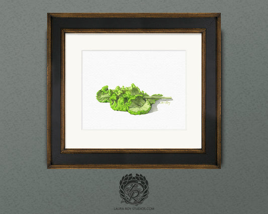 Mustard Greens Watercolor Art Print – Vibrant Leafy Green Illustration, Fresh Kitchen Wall Decor
