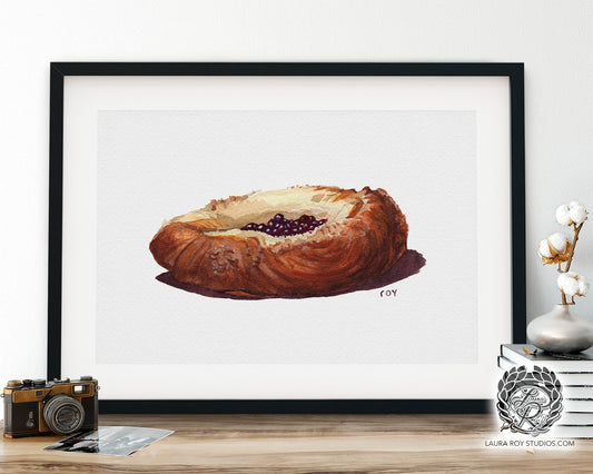 Blueberry Danish Watercolor | Giclée Print