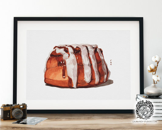 Pecan Cinnamon Roll Watercolor | Giclée Print