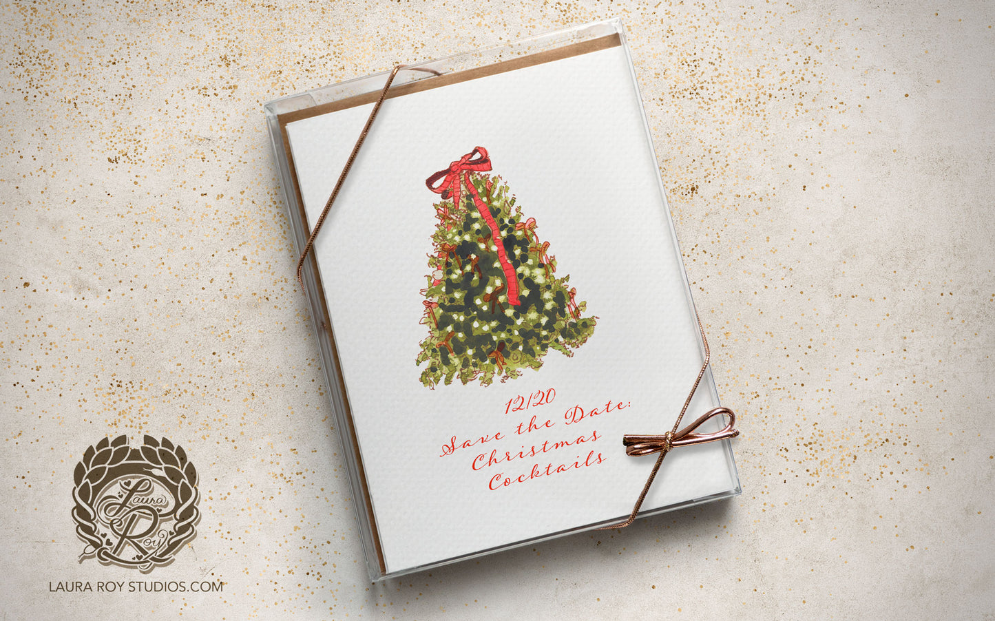 Wrapped in Red Card | Personalized Christmas Tree Card