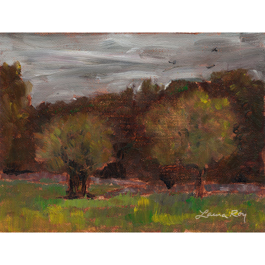 Storm over Trees and a Stone Wall