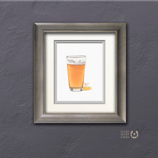 IPA Beer Watercolor Art Print – Pint Glass of Craft Beer with Frothy Head, Bar Decor