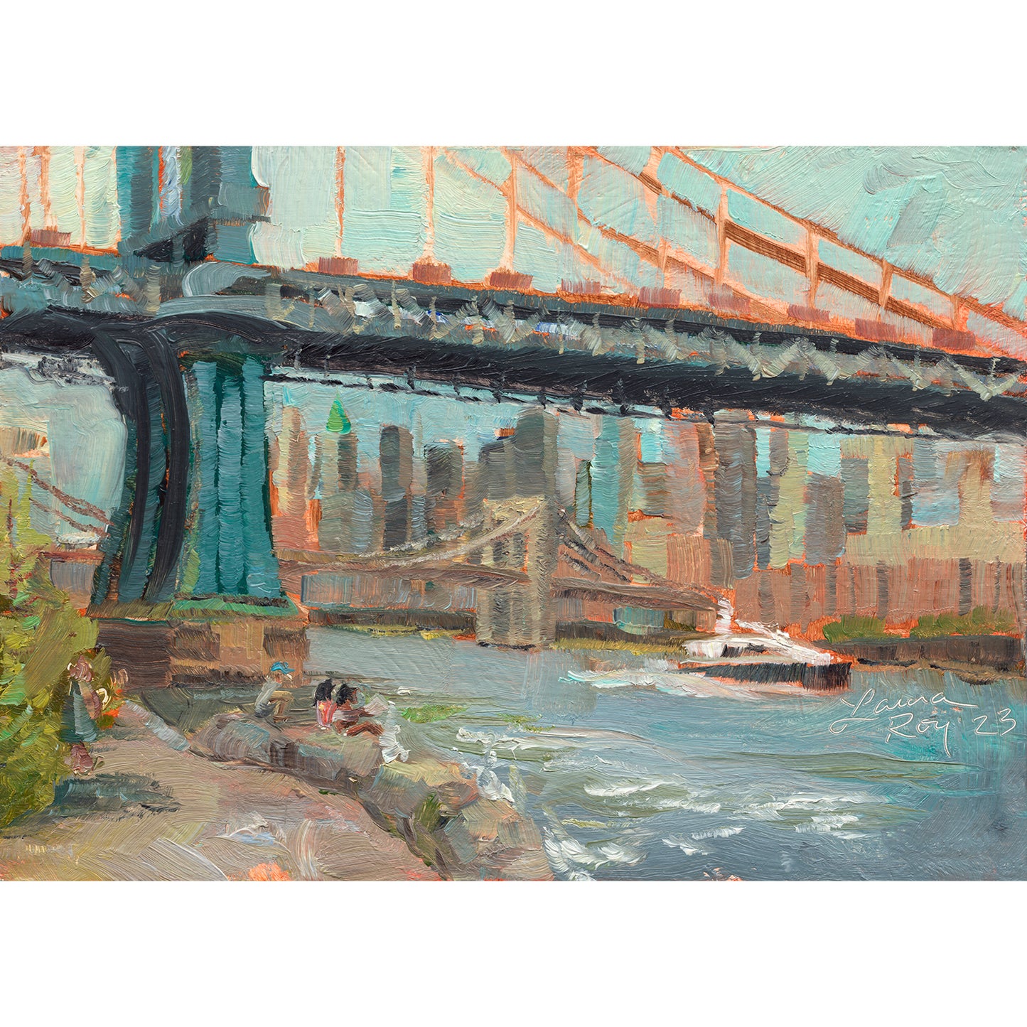 By Manhattan Bridge • Original Oil Painting