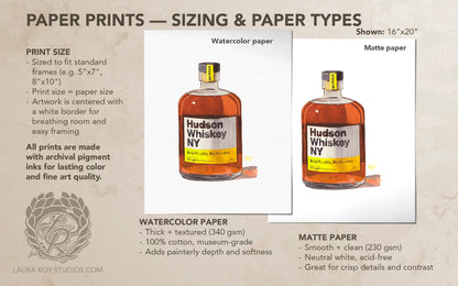 Hudson Whiskey Watercolor | Giclee Print