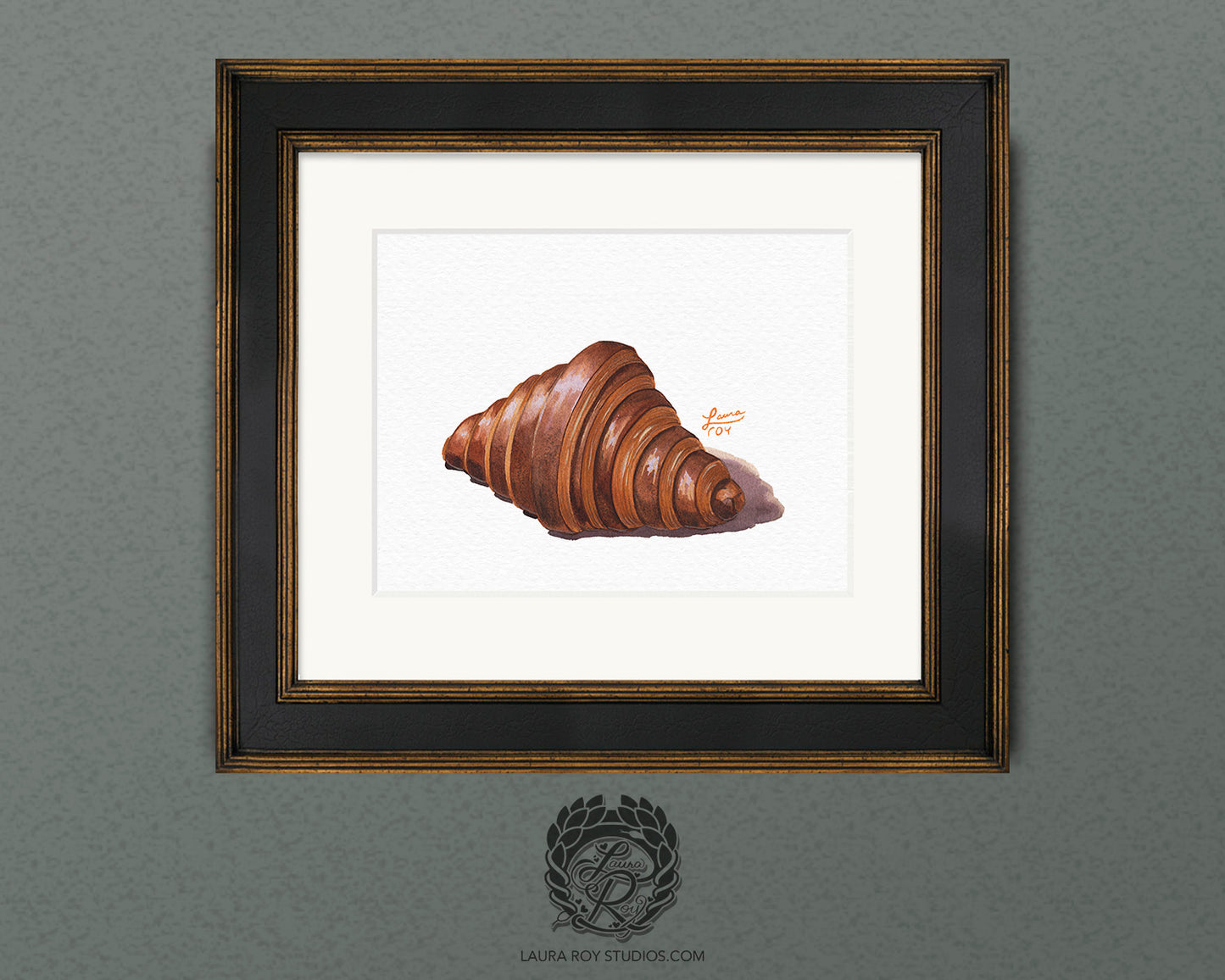 Chocolate Croissant Watercolor Art Print – Decadent Pastry Illustration, French Bakery Kitchen Decor