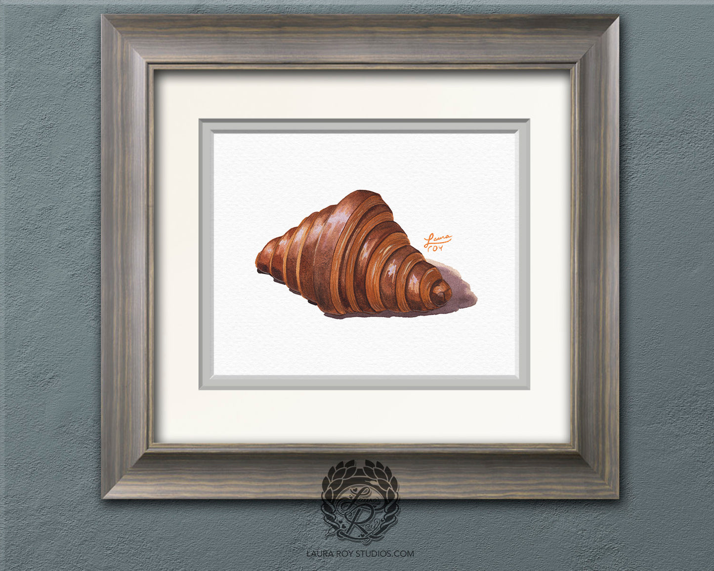Chocolate Croissant Watercolor Art Print – Decadent Pastry Illustration, French Bakery Kitchen Decor