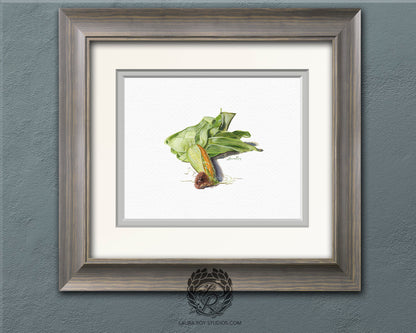 Partially Shucked Corn Watercolor Art Print – Rustic Harvest Illustration, Farmhouse Kitchen Decor