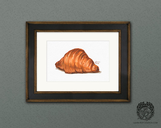 Watercolor Croissant Art Print – French Pastry Kitchen Decor, Elegant Food Illustration, Fine Art Bakery Wall Art, Giclée Print