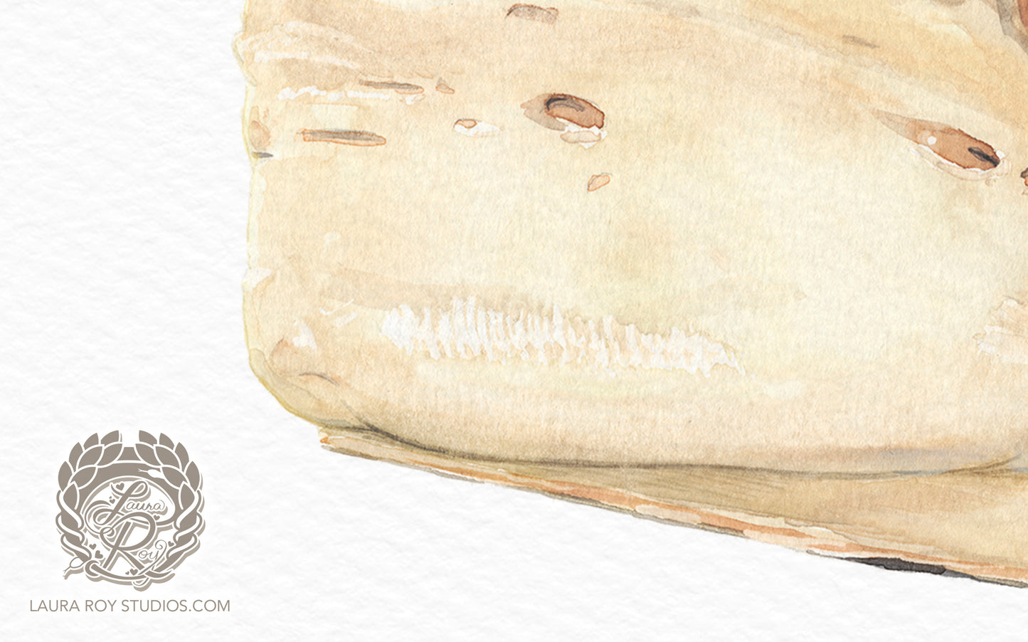 Watercolor Artisan Cheese Wedge Art Print – Creamy Washed Rind Cheese Illustration, Food Lover Wall Decor