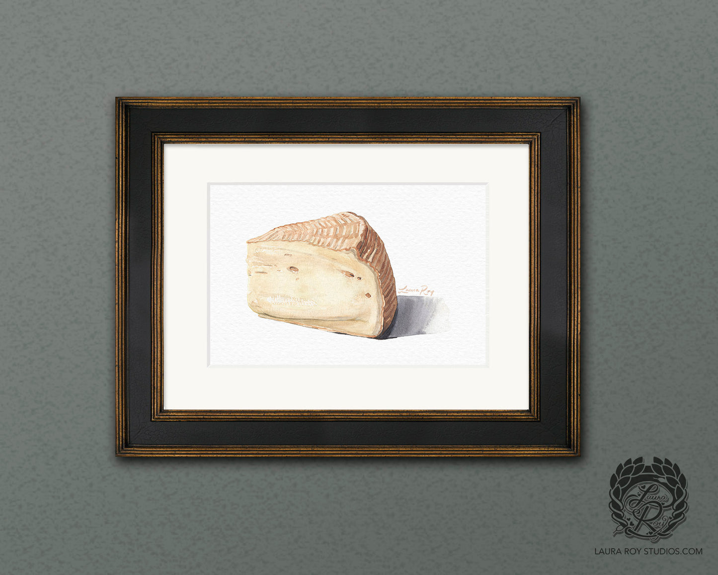 Watercolor Artisan Cheese Wedge Art Print – Creamy Washed Rind Cheese Illustration, Food Lover Wall Decor