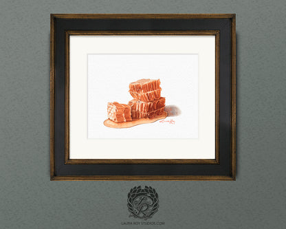 Honeycomb Watercolor Art Print – Sweet Golden Honey Illustration, Bee-Inspired Kitchen Decor