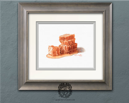 Honeycomb Watercolor Art Print – Sweet Golden Honey Illustration, Bee-Inspired Kitchen Decor
