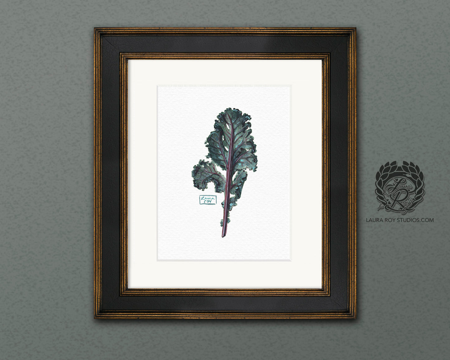 Kale Leaf Watercolor Art Print – Leafy Green Botanical Illustration, Garden-Inspired Wall Art