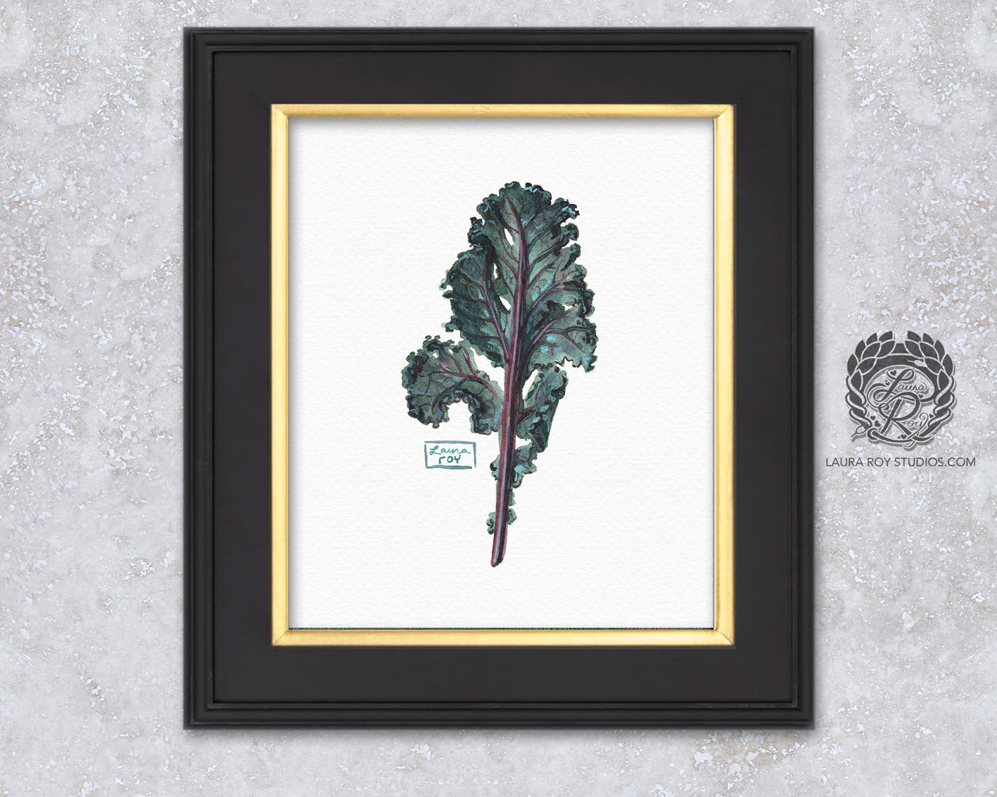 Kale Leaf Watercolor Art Print – Leafy Green Botanical Illustration, Garden-Inspired Wall Art