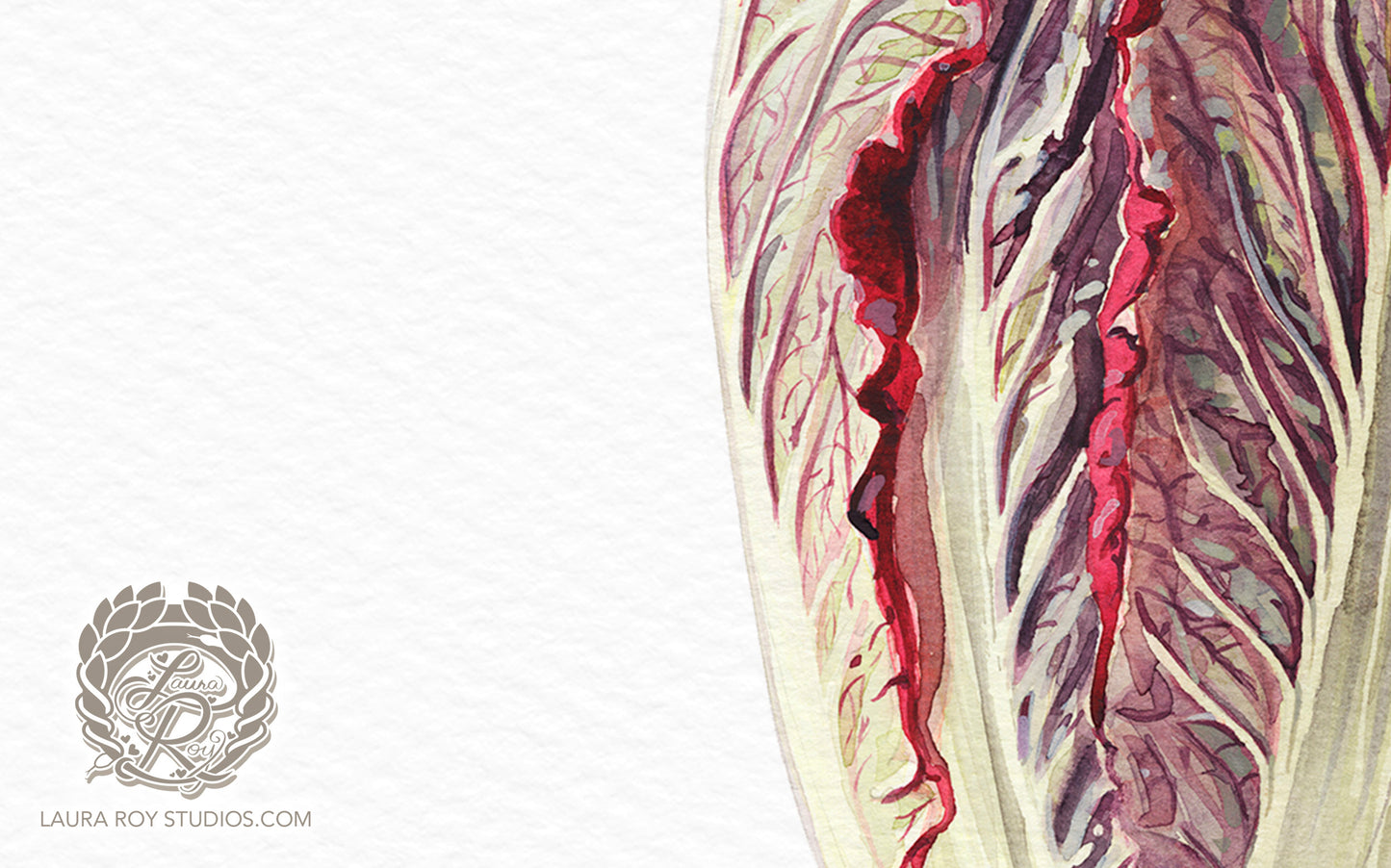 Red Napa Cabbage Watercolor Art Print – Vibrant Vegetable Kitchen Decor, Botanical Wall Art