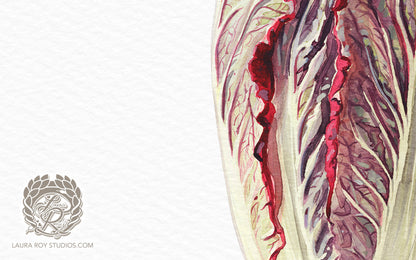 Red Napa Cabbage Watercolor Art Print – Vibrant Vegetable Kitchen Decor, Botanical Wall Art