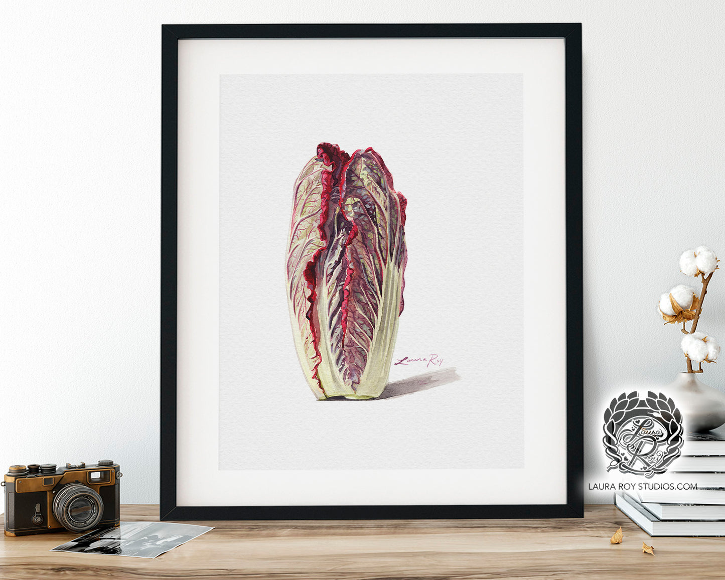Red Napa Cabbage Watercolor Art Print – Vibrant Vegetable Kitchen Decor, Botanical Wall Art