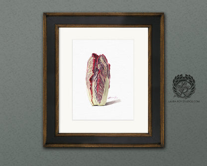 Red Napa Cabbage Watercolor Art Print – Vibrant Vegetable Kitchen Decor, Botanical Wall Art