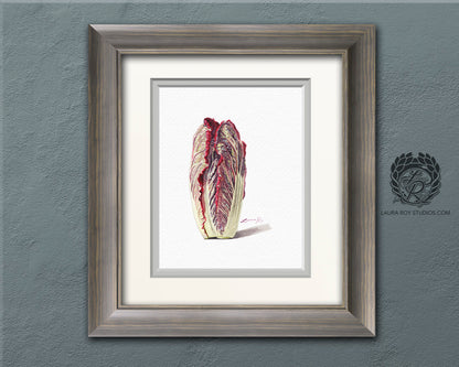 Red Napa Cabbage Watercolor Art Print – Vibrant Vegetable Kitchen Decor, Botanical Wall Art