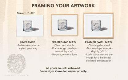 Rocks Glass Watercolor Art Print – Classic Cocktail Glass Illustration, Sophisticated Bar Decor