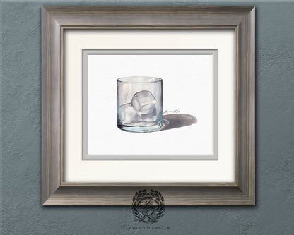 Rocks Glass Watercolor Art Print – Classic Cocktail Glass Illustration, Sophisticated Bar Decor