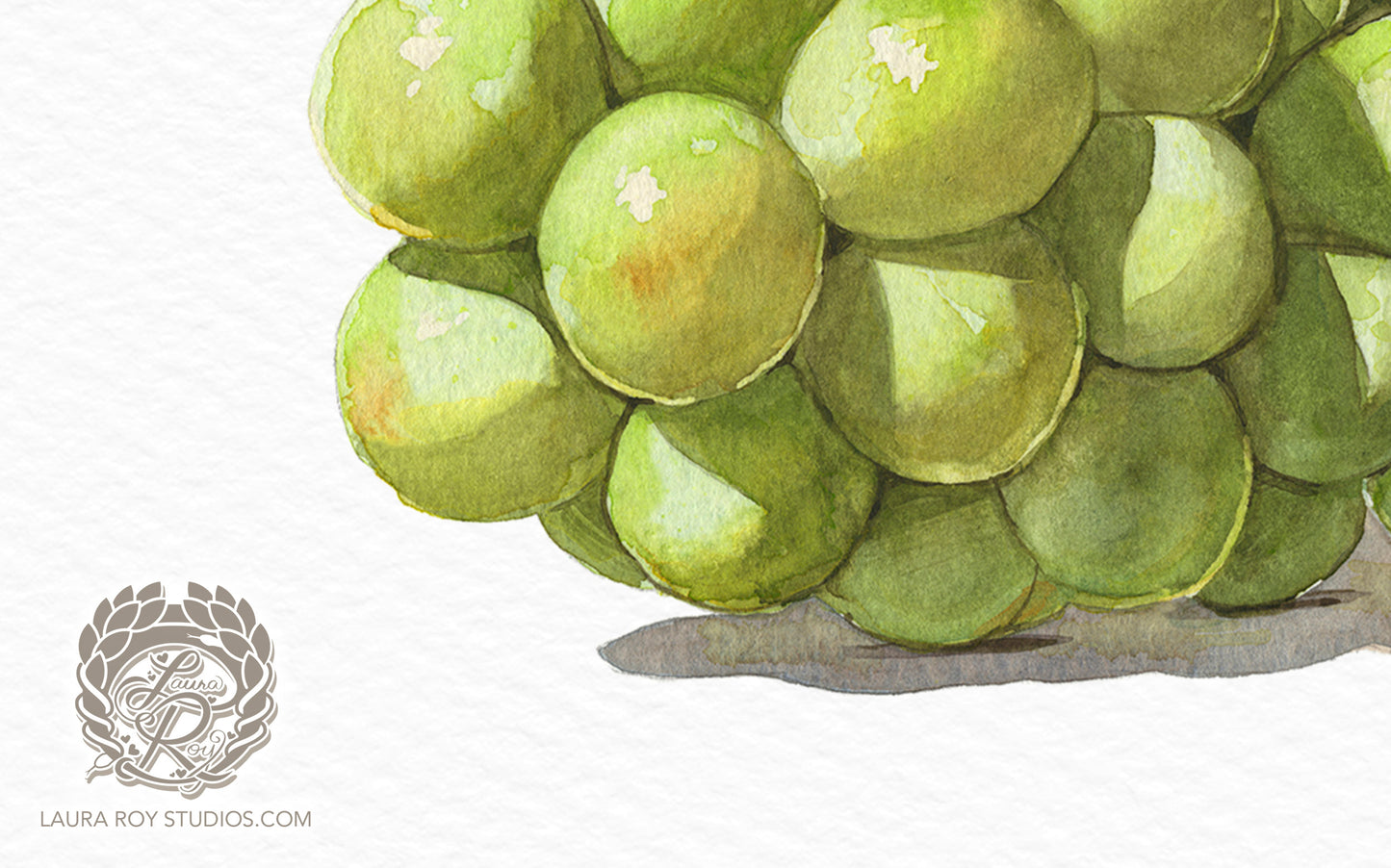 Watercolor Sauvignon Blanc Grape Art Print – Bright White Wine Grapes Wall Decor, Vineyard Kitchen Art