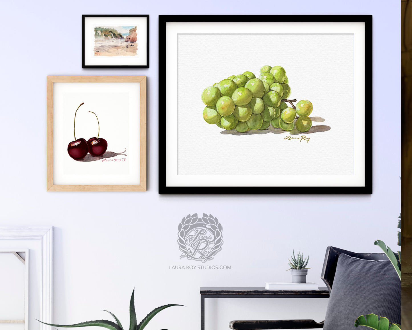 Watercolor Sauvignon Blanc Grape Art Print – Bright White Wine Grapes Wall Decor, Vineyard Kitchen Art
