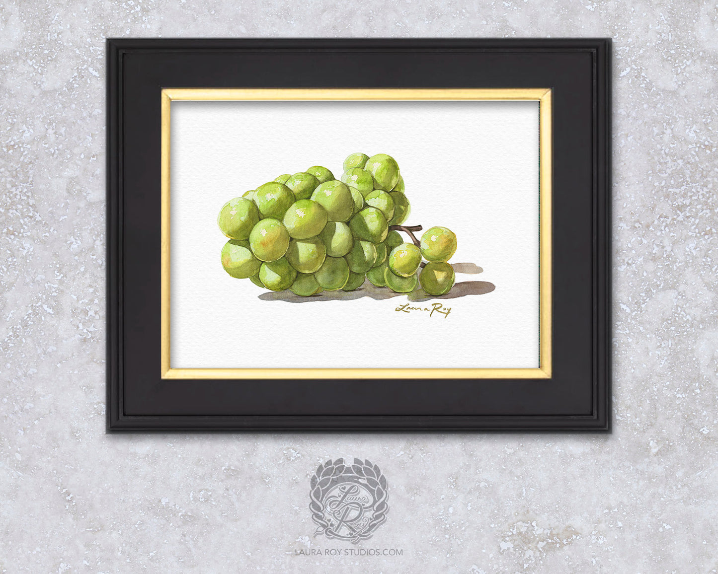Watercolor Sauvignon Blanc Grape Art Print – Bright White Wine Grapes Wall Decor, Vineyard Kitchen Art