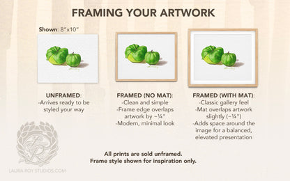 Tomatillo Watercolor Art Print – Botanical Kitchen Decor, Heirloom Garden Vegetables