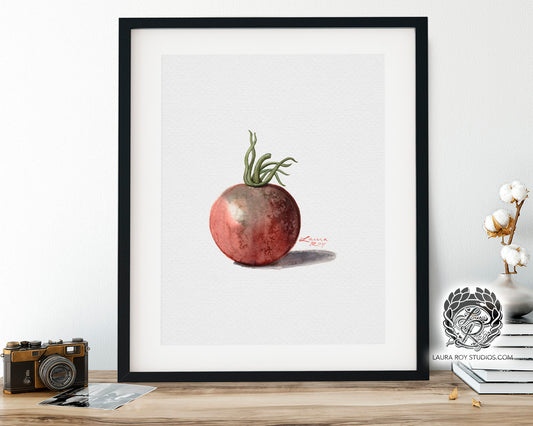 Heirloom Cherry Tomato Watercolor Art Print – Whimsical Kitchen Decor, Botanical Garden Wall Art