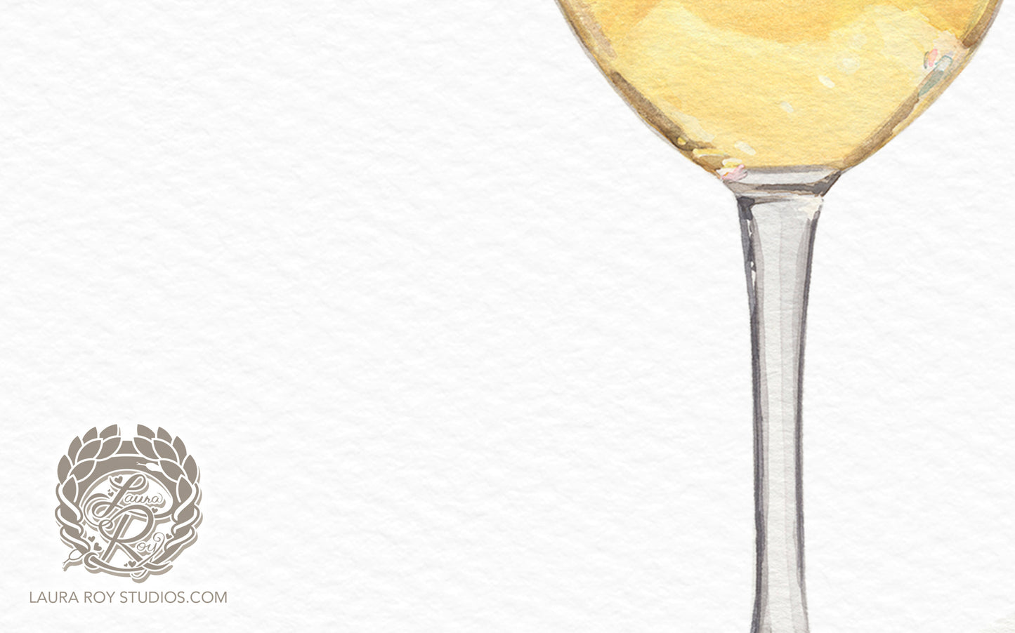 White Wine Watercolor Art Print – Glass of Chardonnay Kitchen Decor, Elegant Wine Art