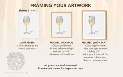 White Wine Watercolor Art Print – Glass of Chardonnay Kitchen Decor, Elegant Wine Art