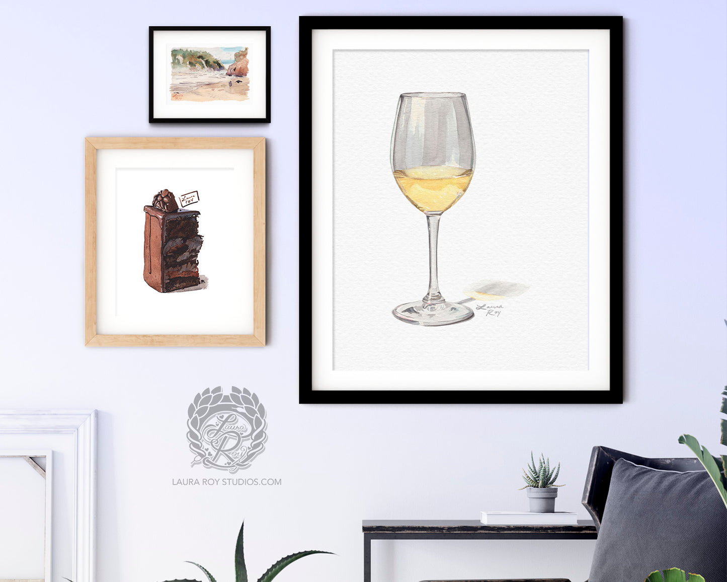 White Wine Watercolor Art Print – Glass of Chardonnay Kitchen Decor, Elegant Wine Art