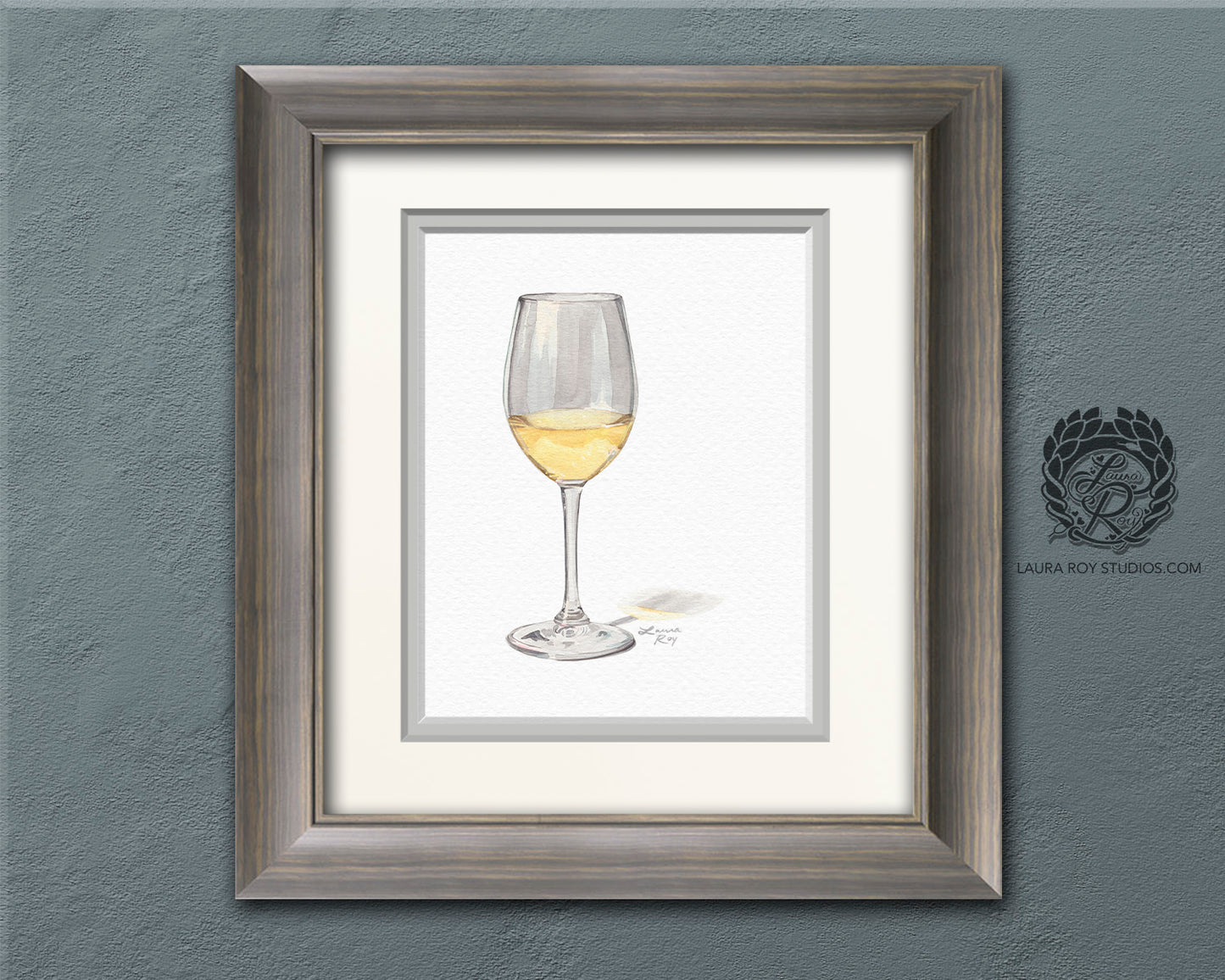 White Wine Watercolor Art Print – Glass of Chardonnay Kitchen Decor, Elegant Wine Art