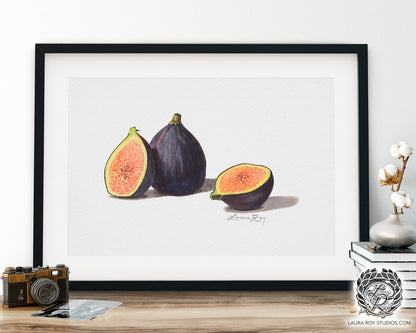 Watercolor Fig Art Print – Fine Art Kitchen Decor, Foodie Gift, Giclée Still Life Fruit Painting