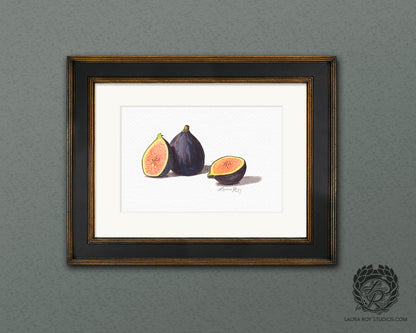 Watercolor Fig Art Print – Fine Art Kitchen Decor, Foodie Gift, Giclée Still Life Fruit Painting