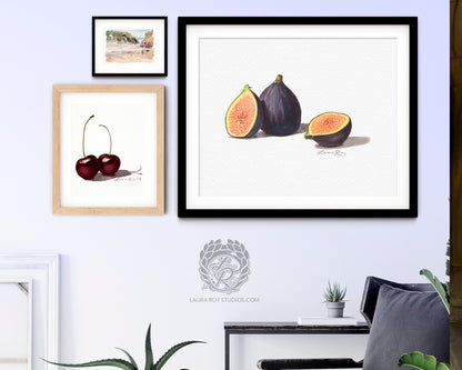 Watercolor Fig Art Print – Fine Art Kitchen Decor, Foodie Gift, Giclée Still Life Fruit Painting