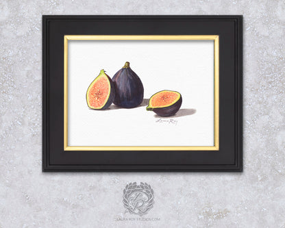 Watercolor Fig Art Print – Fine Art Kitchen Decor, Foodie Gift, Giclée Still Life Fruit Painting
