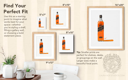 Johnny Walker Black Watercolor | Giclée Print