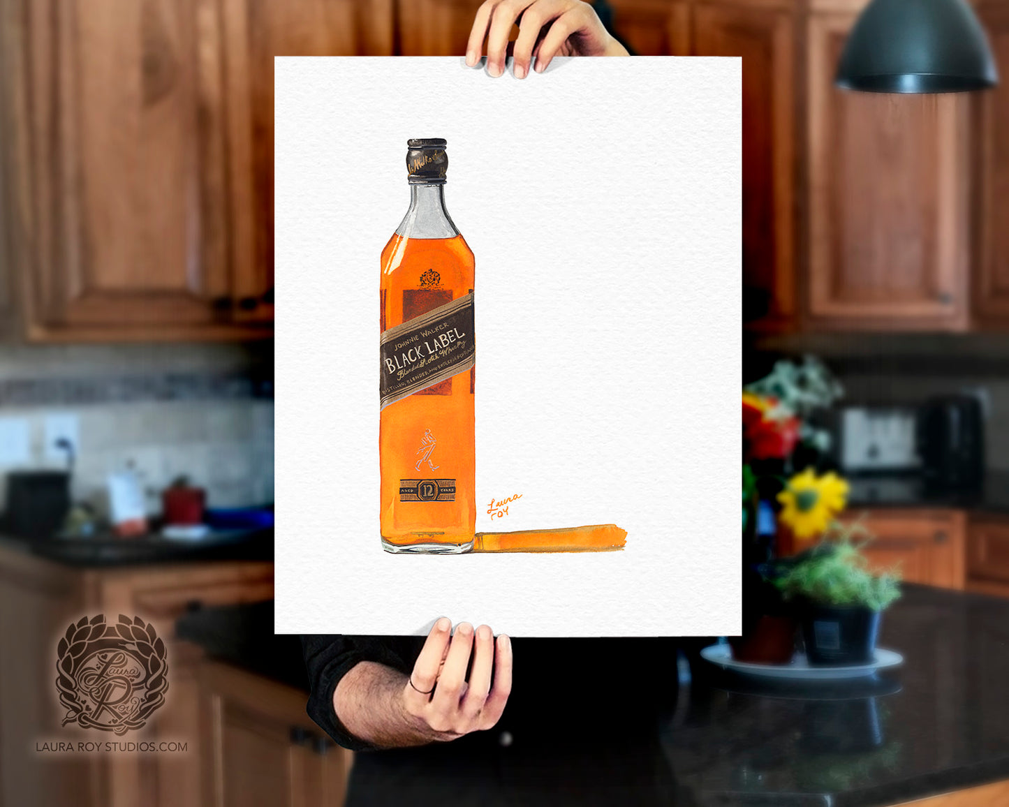 Johnny Walker Black Watercolor | Giclée Print