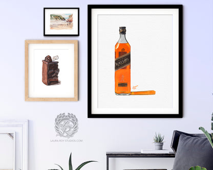 Johnny Walker Black Watercolor | Giclée Print