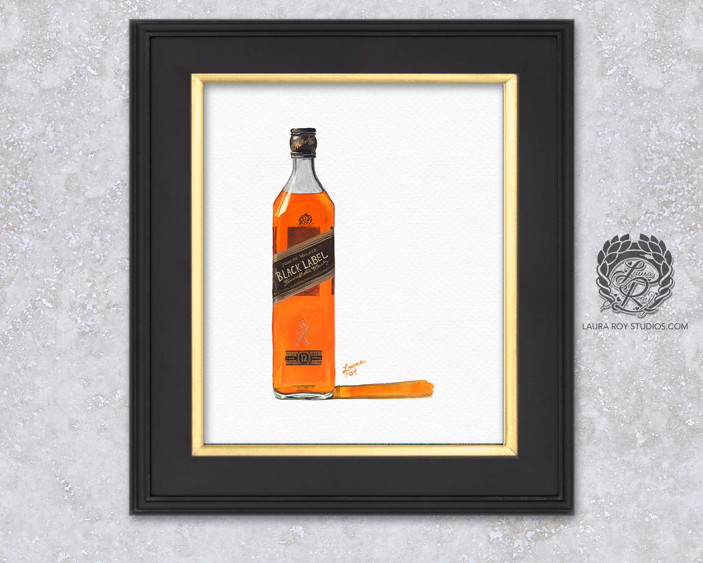 Johnny Walker Black Watercolor | Giclée Print