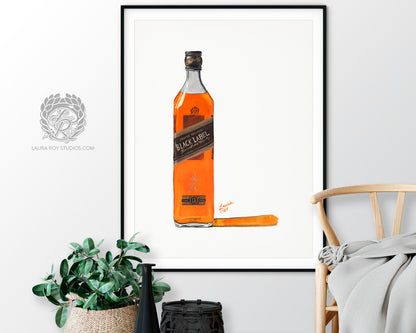 Johnny Walker Black Watercolor | Giclée Print