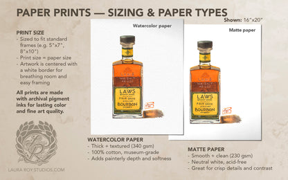 Laws Four Grain Bourbon Watercolor | Giclee Print