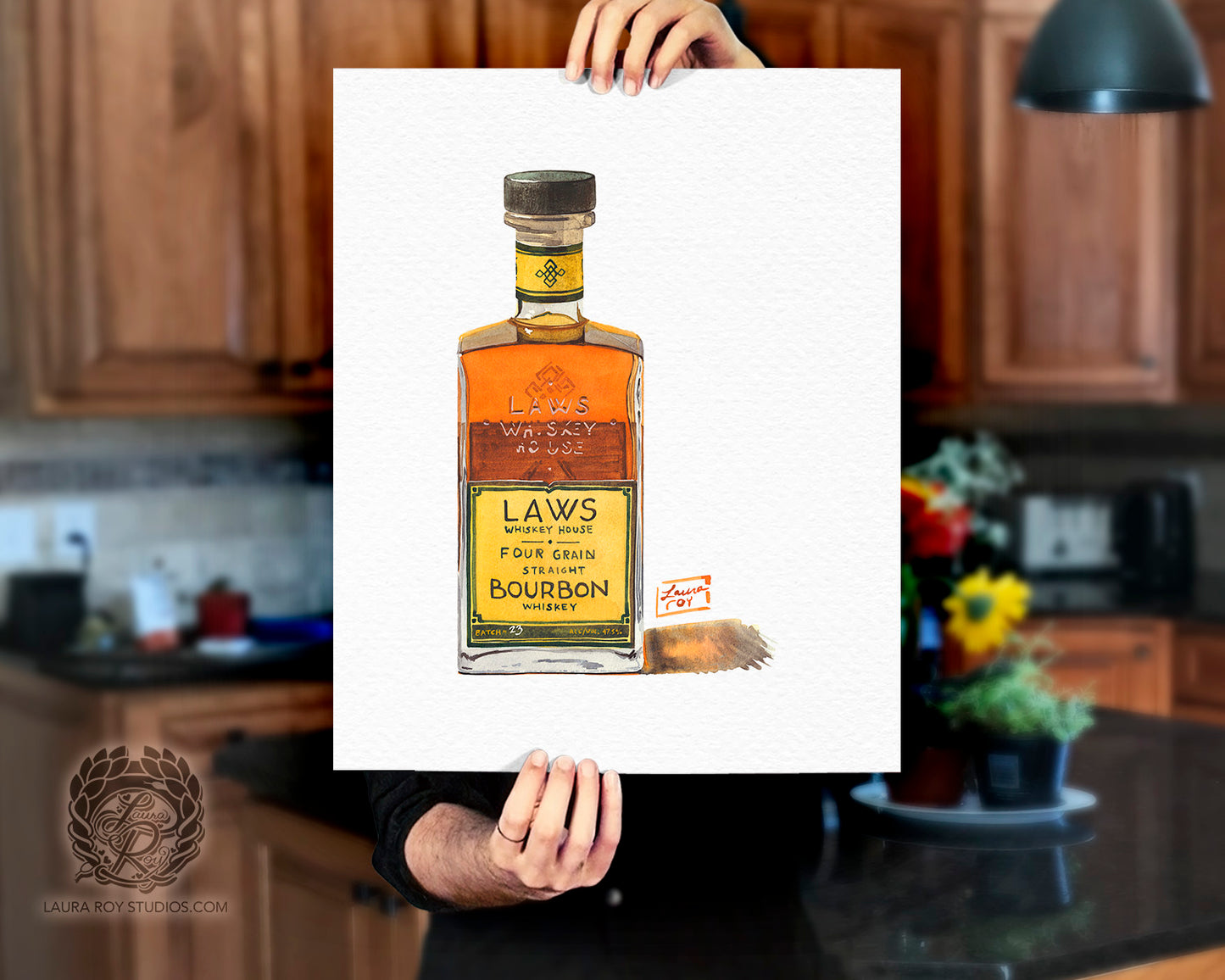 Laws Four Grain Bourbon Watercolor | Giclee Print