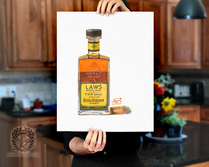Laws Four Grain Bourbon Watercolor | Giclee Print