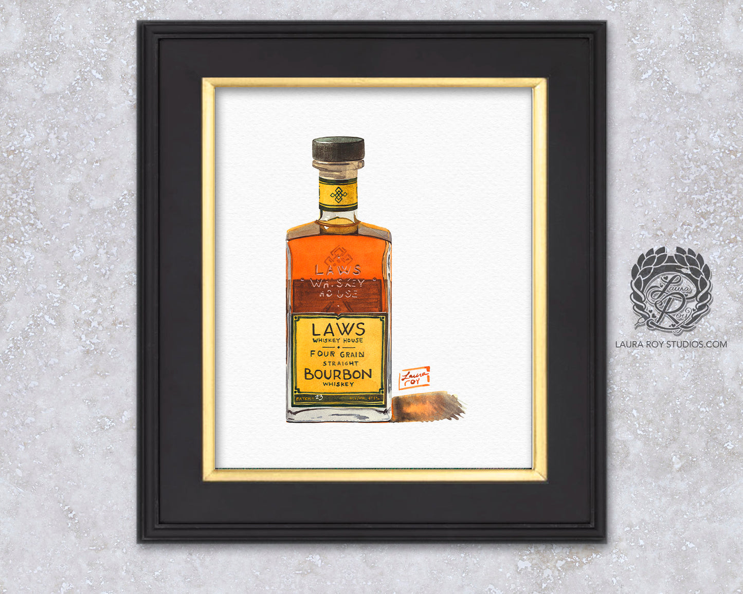 Laws Four Grain Bourbon Watercolor | Giclee Print
