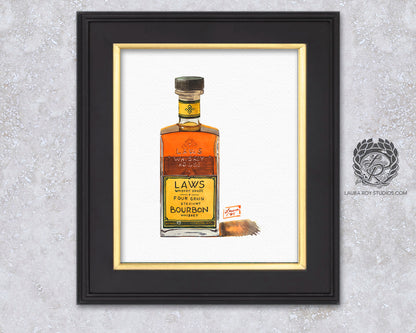 Laws Four Grain Bourbon Watercolor | Giclee Print