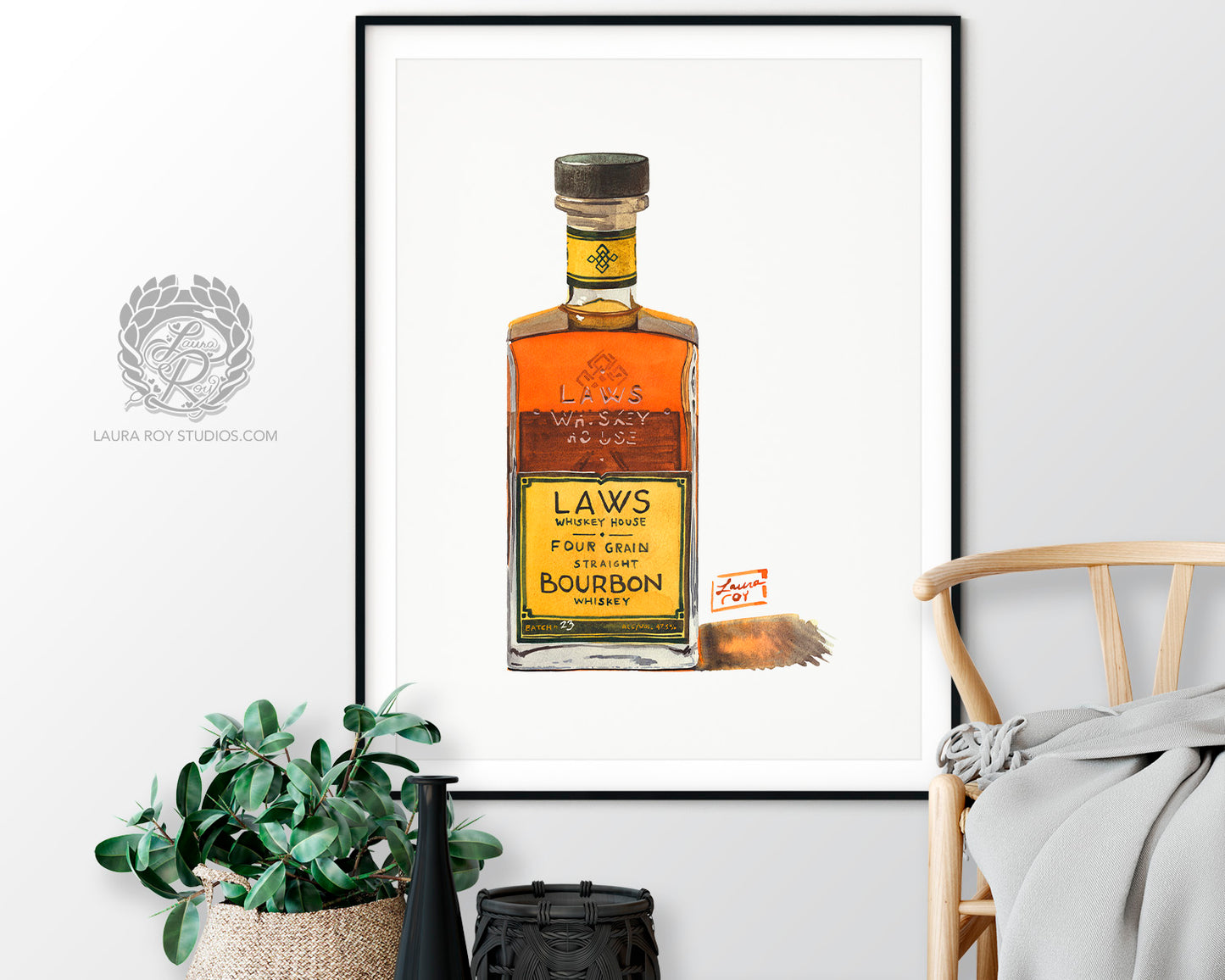 Laws Four Grain Bourbon Watercolor | Giclee Print
