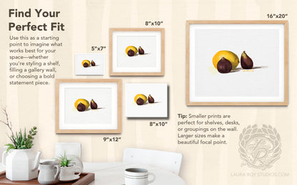 Lemon with Two Figs | Giclée Print